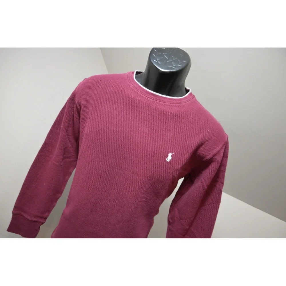 Polo Ralph Lauren Thermal Sleepwear Shirt Mens Medium Burgundy Red Excellent